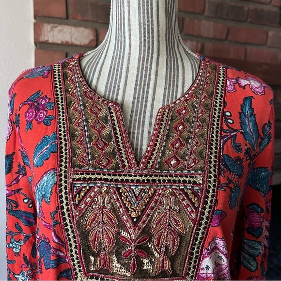 Soft Surroundings Samara Embellishef Paisley Beaded Tunic Sz M PETITE - Picture 4 of 9